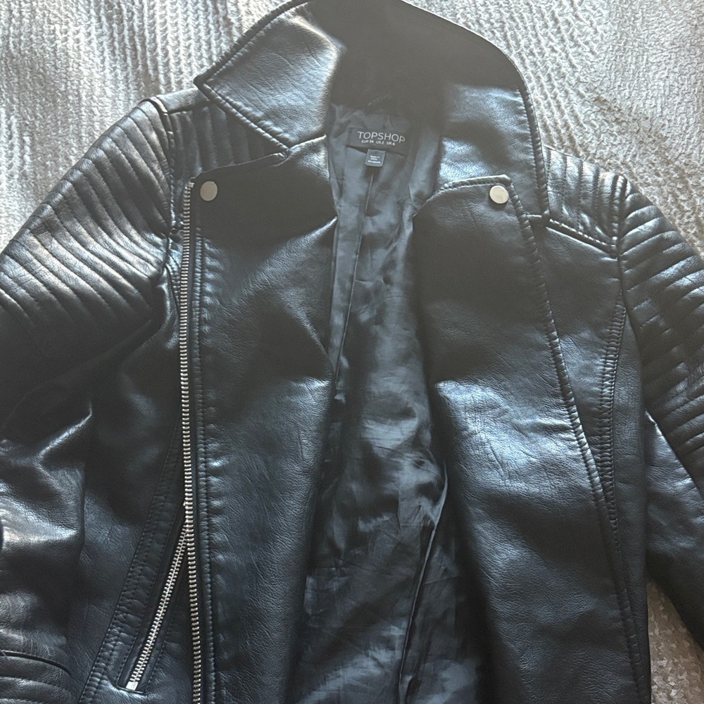 Topshop Quilted Black Biker Jacket
